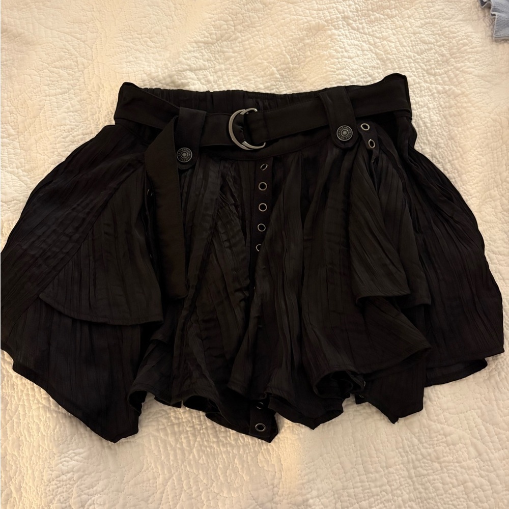 Free people Black Pleated Mini Skirt with Belt